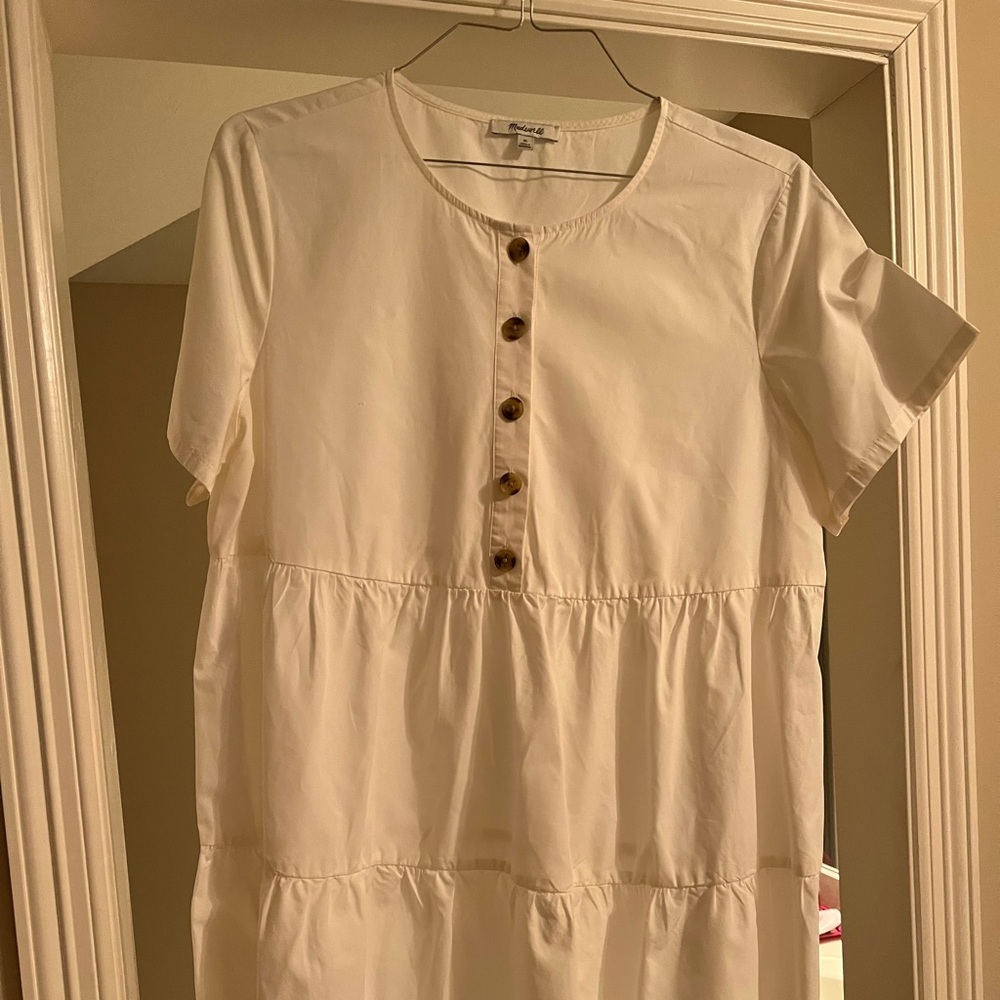 Madewell white button up babydoll dress